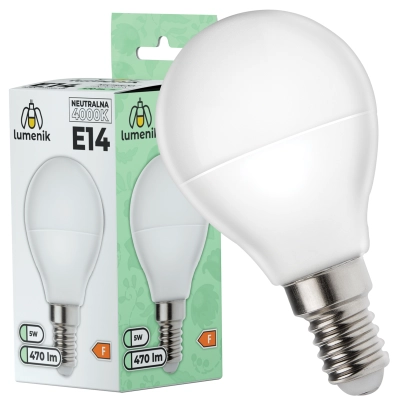 $ ŻARÓWKA E14 LED SMD 5W NW G45 LUMENIK 0417